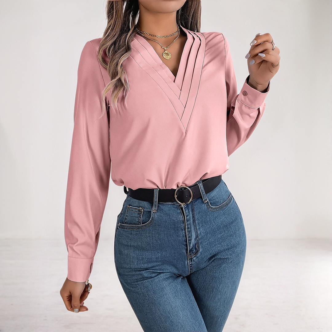 Effen V-Hals Blouse