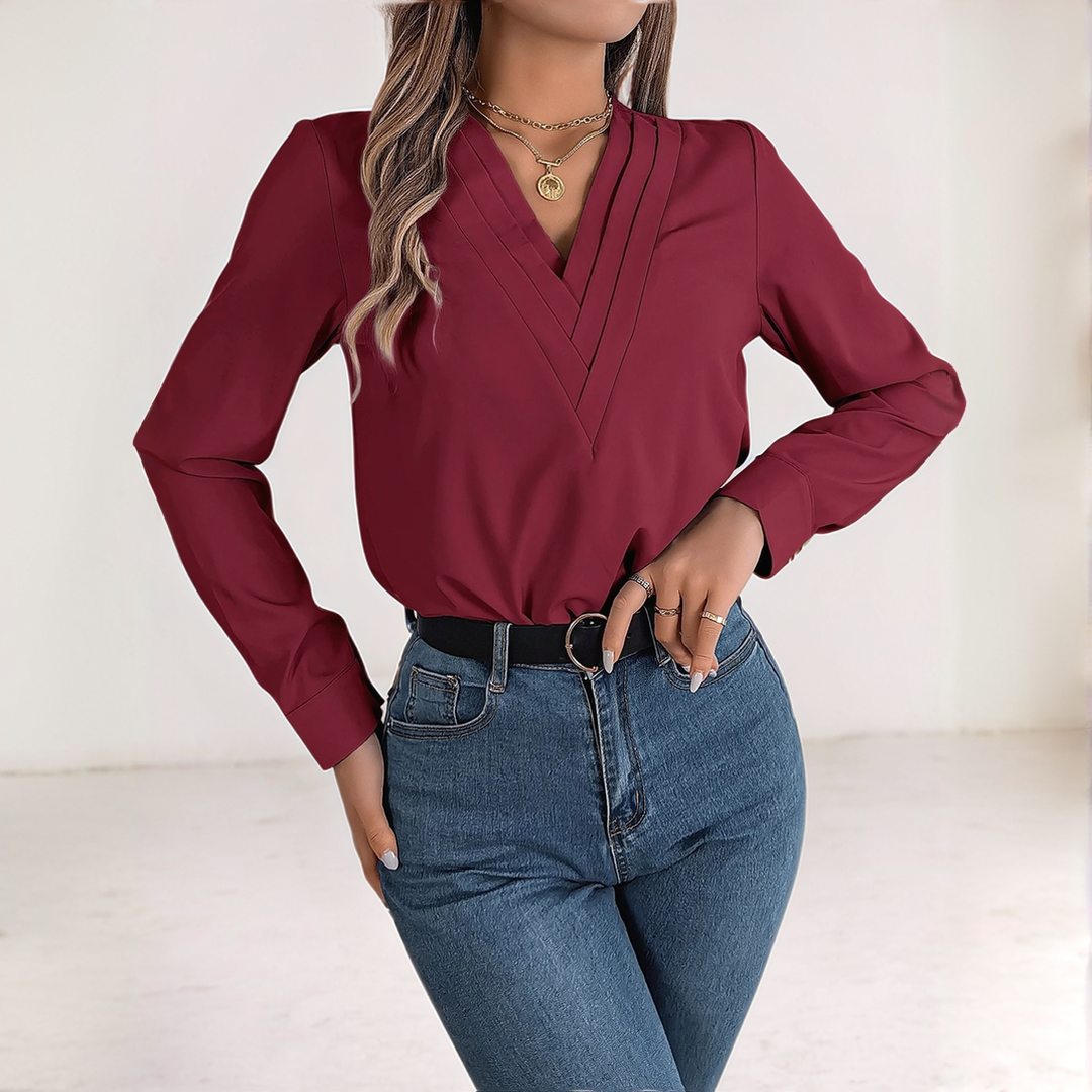 Effen V-Hals Blouse