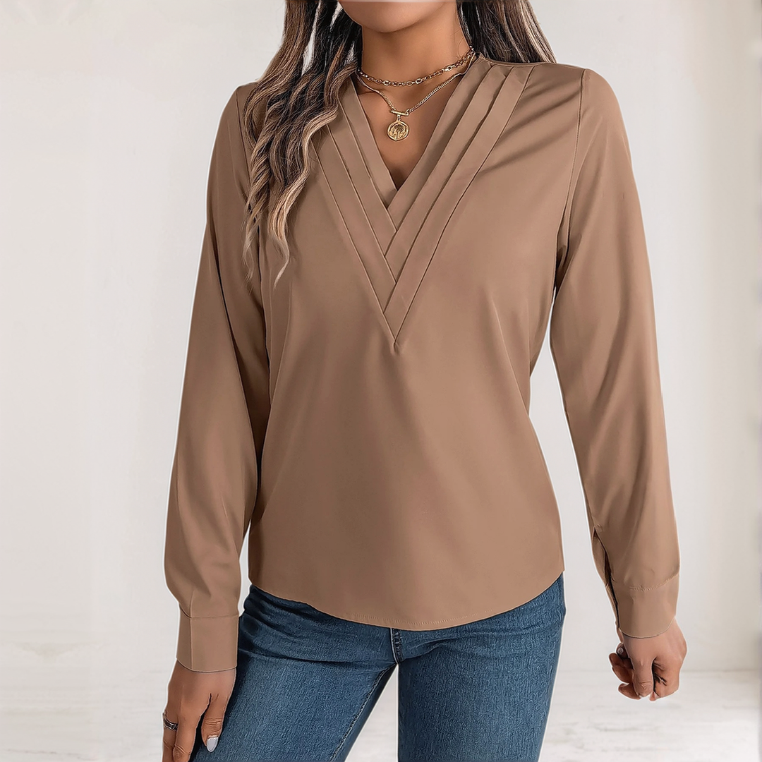 Effen V-Hals Blouse