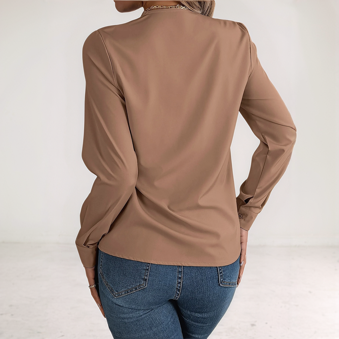 Effen V-Hals Blouse