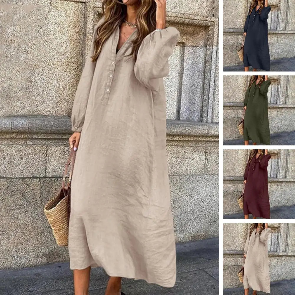 ALESSIODUINI™ - loose midi dress with long sleeves