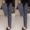 Dames hoge elasticiteit hart patroon geborduurde jeans